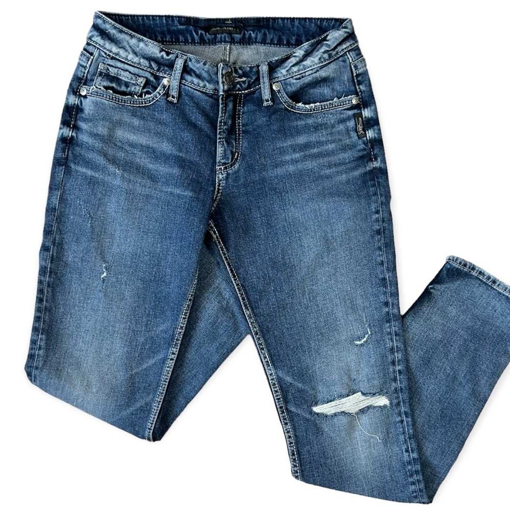 Silver Aiko Ankle Slim Destroyed Jeans